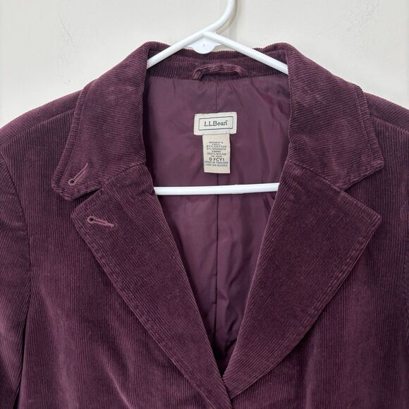 LL Bean Corduroy Jacket Women 14 Purple Burgundy Blazer VTG Chore Barn Academia - Picture 2 of 9